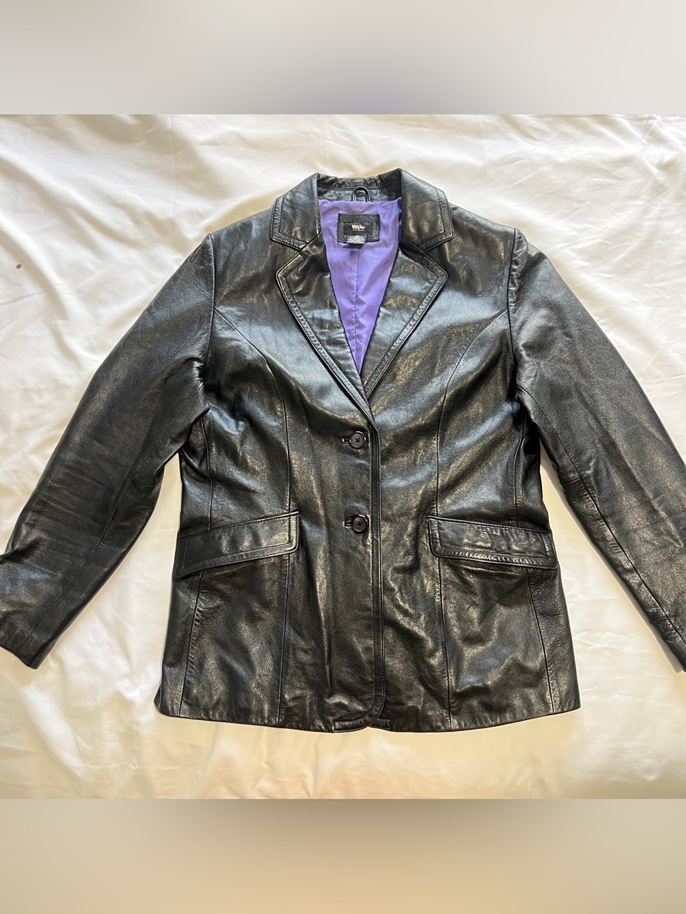 Mossimo Black Genuine Leather Blazer Jacket M Y2K 90s